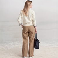 Pull en tricot pour femme, col rond, couleur crème, avec broderie d'ours, manches longues, style preppy, automne, 100% coton