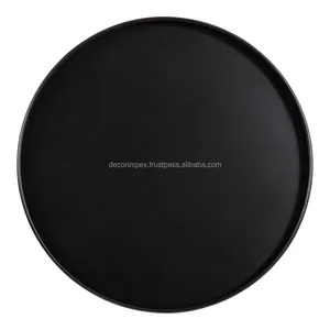 Table basse ronde élégante avec dessus en métal à base en bois durable pour salles à manger salons bureaux salons conçus intérieurs modernes - Product Image 2