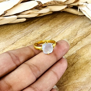 Bague en laiton plaqué or 18 carats avec pierre de lune, style bohème tribal, motif soleil céleste, pour femme, vente en gros/OEM/ODM - Product Image 6