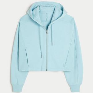 Haut court à capuche avec grande poche pour femme, en molleton doux brossé intérieur en coton French Terry, fournisseur OEM ODM, vente en gros - Product Image 1