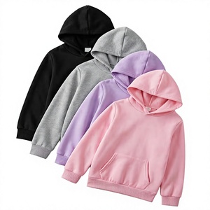 เสื้อสเวตเตอร์มีฮู้ดสีทึบสำหรับเด็กผู้หญิง เสื้อแขนยาวผ้าฟลีซสำหรับฤดูใบไม้ร่วง สวมใส่สบาย สีชมพู สีม่วง สีเทา สีดำ - Product Image 1