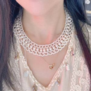 Collar de Perlas de Agua Dulce Hecho a Mano, Multicapa, Casi Redondas, con Luz Intensa, Tejido en Cinco Hileras, Estilo Palacio, Natural y Resistente - Product Image 3