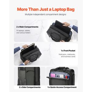 Borsa per Laptop con Ruote da 17,3 Pollici, Valigetta con Manico Telescopico, Borsa per Computer con Ruote e Scomparto per Cosmetici - Product Image 4
