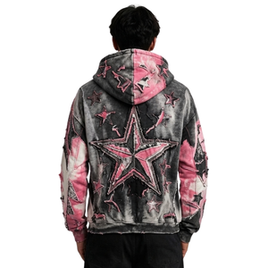 Sweat à capuche en tissu éponge épais, délavé, avec effet éclaboussures de peinture, motif graphique, coupe ample et tombante, style skate, confortable - Product Image 2