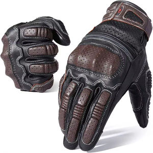 Gants de moto imperméables en cuir pleine doigt pour motard professionnel, course et sports de plein air - Product Image 1