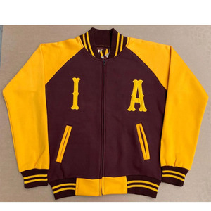 Greek Clothing Apparels Iota Varsity <b>Jacket</b> Full Sleeve Zipper Embroidered Letter Adult Autumn Maroon Gold - Product Image 1