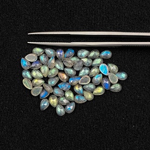 Pierres précieuses en labradorite naturelle de 4x6 mm, taille poire, cabochon, bon lustre, pierres précieuses en vrac, faites à la main pour la fabrication de bijoux, prix de gros - Product Image 2