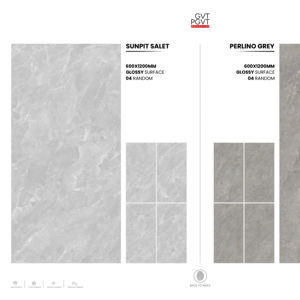 Carrelage en porcelaine brillant de qualité supérieure, grand format 600x1200, surface haute brillance, aspect marbre, architecture moderne - Product Image 1