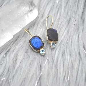 Labradorite Blue Topaz Drop Earrings Sterling Silver Teardrop December Birthstone Jewelry For Women - Product Image 4