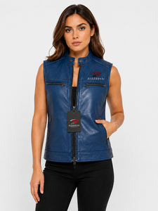 Chaleco de cuero para mujer de alta calidad con forro suave, costuras duraderas, bolsillos prácticos y un ajuste atemporal para montar a caballo, viajar y uso casual. - Product Image 5