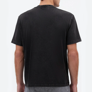 T-shirt décontracté noir délavé à l'acide, 100 % coton épais 230g, écologique, séchage rapide, coupe ample - Product Image 2