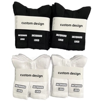 Chaussettes en coton jacquard personnalisées à faible MOQ, haute qualité, avec logo, unisexes, design personnalisé, emballage sur mesure, chaussettes décontractées et sportives pour hommes, vente en gros