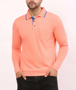 Chemises Polo pour Hommes Piqué 50% Coton/50% Polyester, 220 GSM, Vente en Gros, OEM, Logo Personnalisé, Manches Longues, Coupe Classique, Plaque Contrastante - Product Image 5