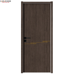 Puerta de MDF Sólido con Diseño Moderno, Resistente a la Humedad, para Interiores, Puerta de Seguridad con Chapa de Madera de Teca, Roble y Nogal para Hogar, Oficina y Apartamento - Product Image 1