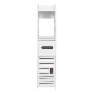 Mensola portaoggetti da bagno bianca con cassetto, organizer multi-scomparto, impermeabile, anti-marciume, ecologico, triangolare - Product Image 6
