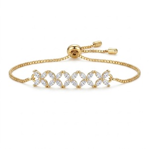 Radiant Natural Round Diamond Cluster <b>Bracelet</b> Unisex 14K Gold Plated IGI Certified Luxury Bridal Wear G Color - Product Image 1