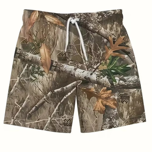 Shorts de chasse camouflage pour hommes, décontractés, pour l'entraînement en extérieur, coupe droite, avec poches, vêtements de chasse - Product Image 1