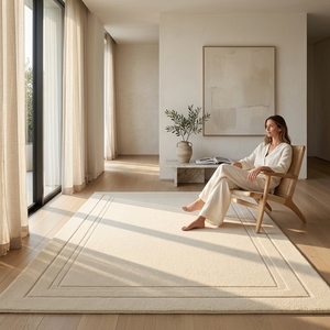 Alfombra de Lana Tufted Hecha a Mano Minimalista con Borde Sólido, Alfombra de Lujo de Diseño Personalizado, Suministro al por Mayor de Fábrica - Product Image 6