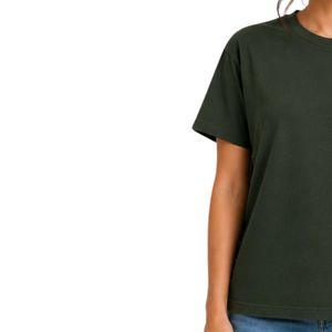 เสื้อยืดคอกลมสีเขียวป่าพิมพ์ลายกราฟิกใบหน้าแบบมินิมอลสำหรับผู้หญิง สวมใส่สบาย ระบายอากาศได้ดี เหมาะสำหรับฤดูร้อน รับผลิตตามสั่ง (OEM) - Product Image 3