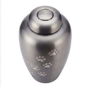 Urnes funéraires décoratives en métal gris ardoise pour adultes, avec empreinte de patte et finition en étain, pour cendres commémoratives, vente en gros - Product Image 4