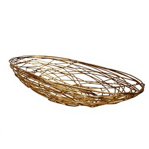 Plateau décoratif luxueux en métal doré/tressé, motif floral moderne, en aluminium, fait main, pour décoration intérieure de Noël - Product Image 1