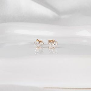 Lab Grown 0.50 CT Each Pear & Emerald Cut Diamond Toi Et Moi <b>Stud</b> <b>Earrings</b> 18k Yellow Gold <b>Fine</b> Wedding Collation For Bride - Product Image 1