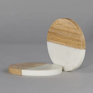Sous-verres carrés personnalisés en marbre et bois, ensemble de dessous-de-plat en pierre faits à la main pour la table, la cuisine et la décoration intérieure par blossom craft india - Product Image 3