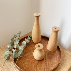 Vase en bois massif léger de style classique pour arrangement floral, décoration d'intérieur, présentation au sol, Nouvel An, Pâques, 100% naturel - Product Image 2