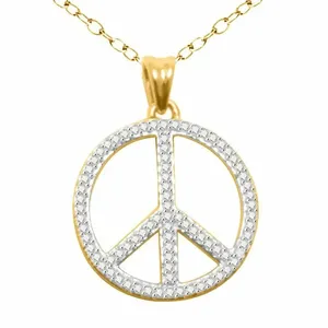 Collar con Colgante de Signo de Paz de Moissanita, Plata de Ley S925, Chapado en Oro, Lujoso, Certificado, Amuleto con Símbolo de Paz, Joyería Fina, Regalo - Product Image 3