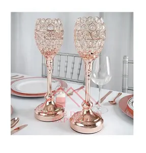 Metal Acrylic Crystal Goblet Candle Holder for Table Decorations Hot Selling Metal Crystal Ball Globe Candle Holder Votive