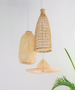 Handwoven Bamboo Basket Chandelier Rustic Farmhouse Pendant Light Natural Woven <b>Ceiling</b> Lamp Eco Friendly Supplier - Product Image 2