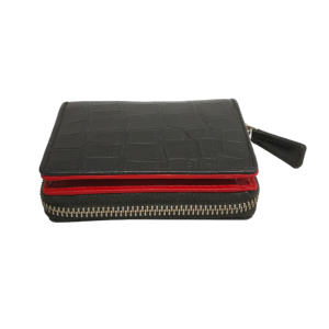 Leather Croc Printed Zip Close Purse <b>Wallet</b> Women Button Coin <b>Card</b> <b>Holder</b> Compact Design Personalized RFID Vegan Synthetic Short - Product Image 4