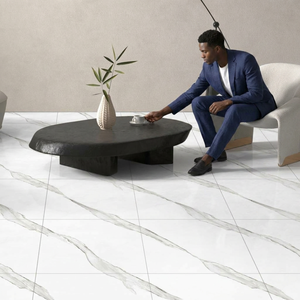 Azulejos de Porcelana Esmaltada Estilo Mármol Vintage Cosmo Crema 600x600mm, Acabado Pulido Beige, Resistentes al Ácido y Antideslizantes para Interiores - Product Image 4
