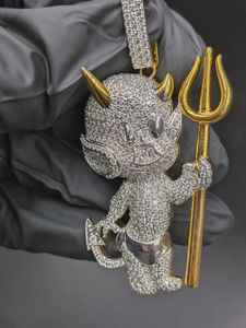 Colgante de Moissanita Iced Out con Diseño de Diablo, de Plata 925, Joyería Hip Hop, Joyería Bust Down para Raperos, Bicolor, para Hombre, para Fiestas - Product Image 5
