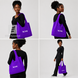Custom NCNW Council Sorority Tote bag purple and White Embroidered Logo Daily Use <b>Large</b> Capacity Canvas Tote bag for female - Product Image 4