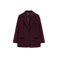 Blazer en laine noire à manches retroussables, tissé, longueur standard, unisexe, décontracté, pour le bureau, respirant