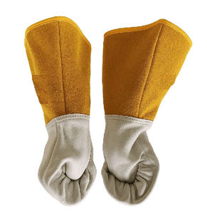Welding <b>Gloves</b> Leather Shell Fleece Lined Yellow Gray Palm Stick Welding <b>Type</b> A Splash Resistant - Product Image 5