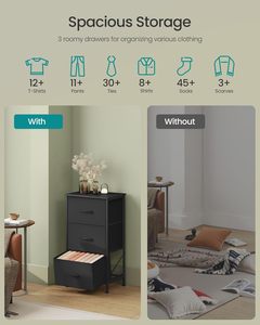 Commode moderne noire à 3 tiroirs avec structure en acier, meuble de rangement autoportant pour chambre à coucher, design en panneaux MDF - Product Image 4
