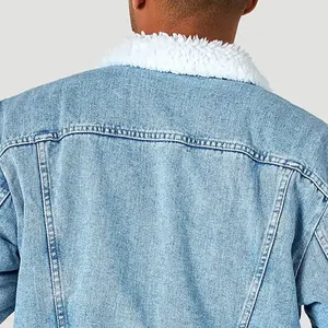 Veste d'hiver en jean délavé effet usé pour homme, style vintage streetwear, patchwork brodé, délavage acide, veste de mode personnalisée, vente en gros - Product Image 3