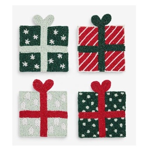 Handmade Beaded Coaster Light Green <b>Christmas</b> <b>Tree</b> set of 4 Coasters for Dining <b>Table</b> Tea Cup Coffee Mugs Coaster For Home Decor - Product Image 5