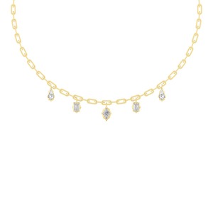 Collier chaîne trombone avec pendentif serti clos de diamants de laboratoire taille émeraude et formes multiples, 16 pouces - Product Image 2