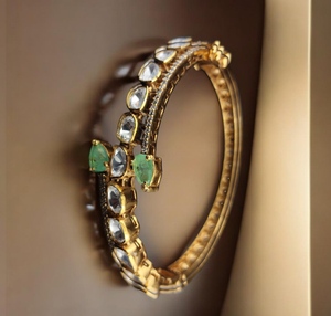 Gold Plated 925 Silver Single <b>Bangle</b> Traditional Indian <b>Bracelet</b> for Women Wedding Party Jewelry - Product Image 4