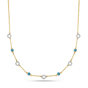 สร้อยคอ Blue Bead Orbit Diamond Station ดีไซน์วงกลมประกายระยิบระยับ - Product Image 2