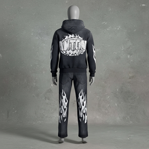 Ensemble de survêtement vintage décontracté à capuche, imprimé personnalisé de haute qualité, délavé à l'acide, écologique, 100 % coton - Product Image 4