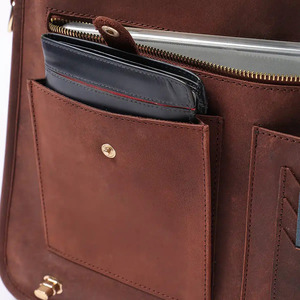 <b>Mens</b> Brown Leather Laptop Briefcase Classic Shoulder <b>Bag</b> Multifunctional Office Case <b>for</b> Laptops - Flap Style Office Laptop <b>Bag</b> - Product Image 3