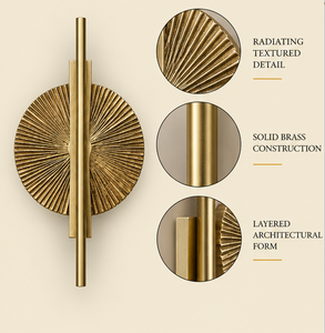 Tirador de puerta Radiant Disc con acabado en oro antiguo, tirador geométrico para gabinete, herraje decorativo largo para muebles en interiores contemporáneos - Product Image 3