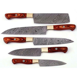 Premium Damascus Steel <b>Kitchen</b> Knife Set With Leather Cover Professional Cooking Knives For Chefs And Home Users - Product Image 1