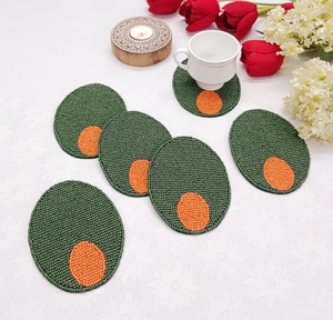 <b>CRYSTAL</b> CRAFT Nature Theme Beaded Embroidered Durable Canvas Coasters Mushroom <b>Tree</b> Design 300mm Diameter DrinkNature Theme - Product Image 2