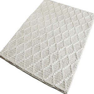 Handwoven Chunky Loop Wool Rug, Silver Grey, White, Taupe , Flatweave, Modern Indoor Outdoor Decor - Product Image 4