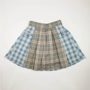 Mini-jupe écossaise faite à la main pour femme, motif tartan bleu beige, style moderne, micro-jupe kilt pour filles - Product Image 1